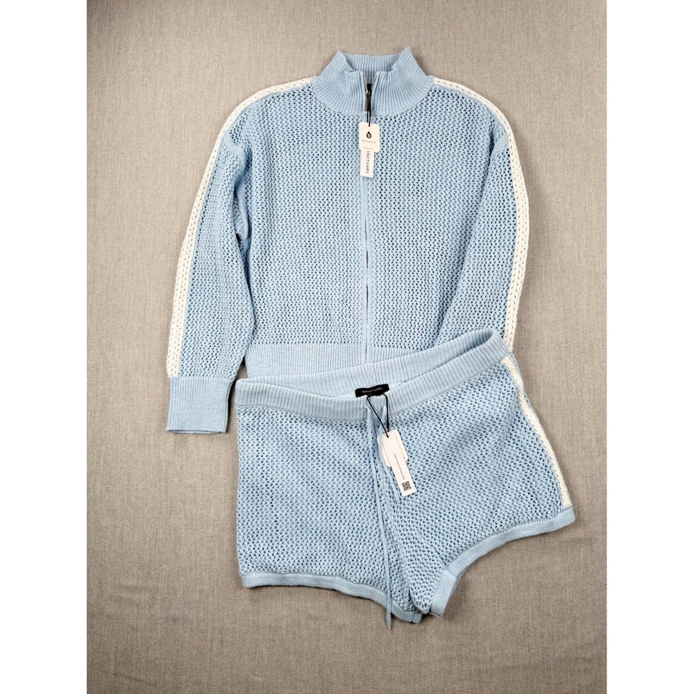 Sanctuary‎ Womens XXL Blue Crochet Knit Zip Jacket and Shorts Set CW1829MU4